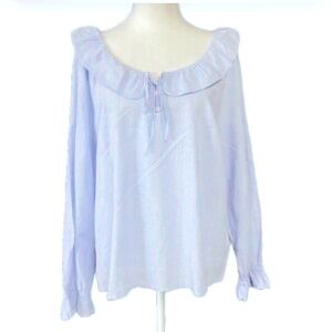 J..CREW  Light Blue Blouse with🌸 Pink Accents